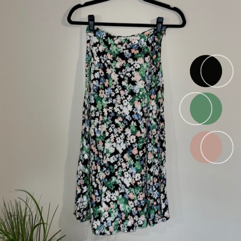 H&M High Waisted Floral Midi Skirt